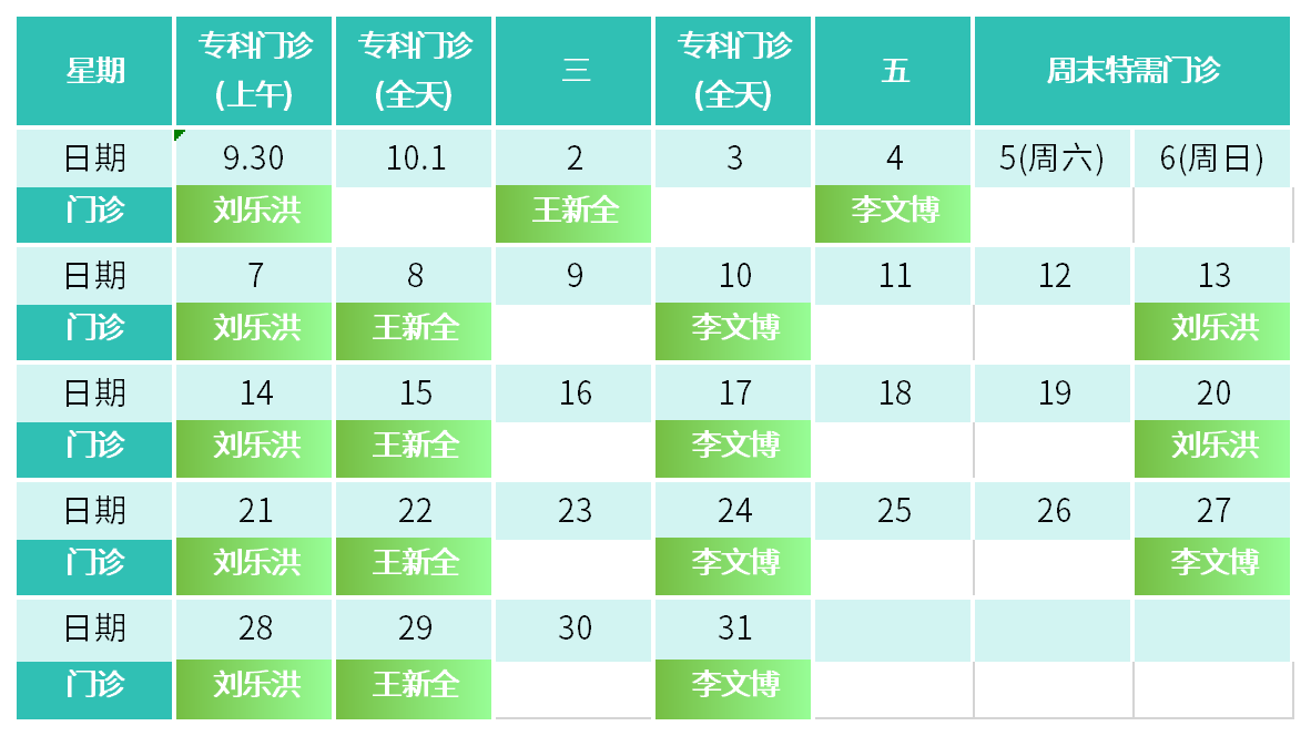 【通知】重庆三博长安医院神经脊柱外科10月专科门诊安排